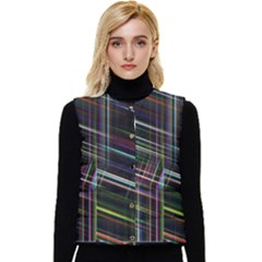 False Prismatic Black Background Women s Button Up Puffer Vest by Pakjumat