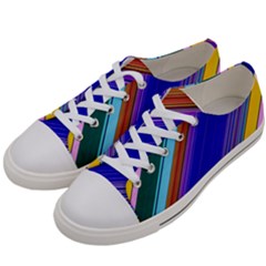 Color Lines Slanting Green Blue Women s Low Top Canvas Sneakers by Pakjumat