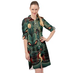 Dragon Art Long Sleeve Mini Shirt Dress by Pakjumat