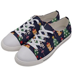 Boston Terrier Welsh Corgi Puppies Seamless Pattern Wallpaper Women s Low Top Canvas Sneakers by Pakjumat