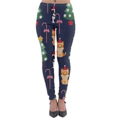 Boston Terrier Welsh Corgi Puppies Seamless Pattern Wallpaper Lightweight Velour Leggings by Pakjumat