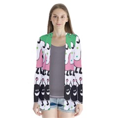 Funny Monster Pattern Drape Collar Cardigan by Pakjumat