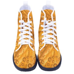 Lime Water Bubbles Macro Light Detail Background Men s High-top Canvas Sneakers by Pakjumat