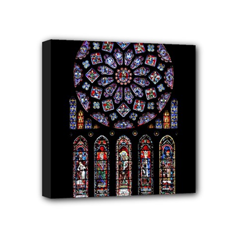 Chartres Cathedral Notre Dame De Paris Stained Glass Mini Canvas 4  X 4  (stretched) by Maspions