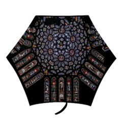 Chartres Cathedral Notre Dame De Paris Stained Glass Mini Folding Umbrellas by Maspions