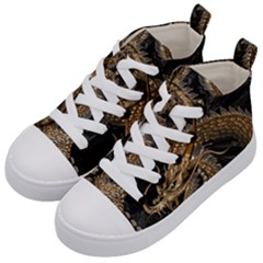 Fantasy Dragon Pentagram Kids  Mid-top Canvas Sneakers by Maspions