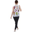 Doodle Cartoon Drawn Cone Food Mock Neck Chiffon Sleeveless Top View2