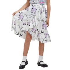 Cute Deers  Kids  Ruffle Flared Wrap Midi Skirt by ConteMonfrey