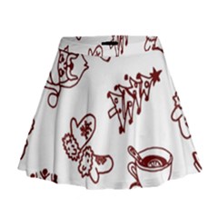 Red And White Christmas Breakfast  Mini Flare Skirt by ConteMonfrey