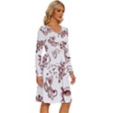Red And White Christmas Breakfast  Long Sleeve Dress With Pocket View3