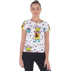 Little Bull Wishes You A Merry Christmas  Short Sleeve Sports Top  by ConteMonfrey