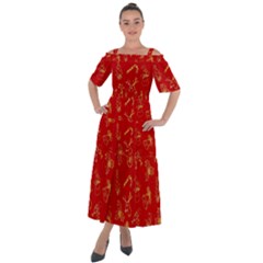 Holy Night - Christmas Symbols  Shoulder Straps Boho Maxi Dress  by ConteMonfrey