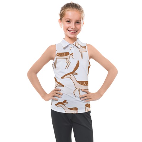 Seamless Deer Pattern Design Kids  Sleeveless Polo T-shirt by Hannah976