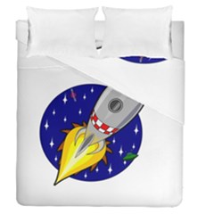 Rocket Ship Launch Vehicle Moon Duvet Cover Double Side (queen Size) by Sarkoni