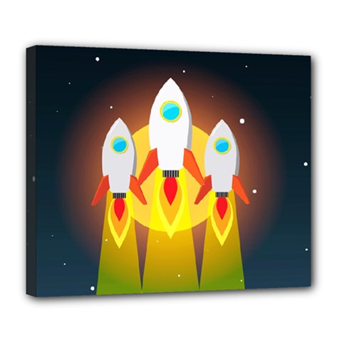 Rocket Take Off Missiles Cosmos Deluxe Canvas 24  X 20  (stretched) by Sarkoni