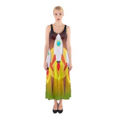 Rocket Take Off Missiles Cosmos Sleeveless Maxi Dress by Sarkoni