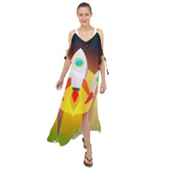 Rocket Take Off Missiles Cosmos Maxi Chiffon Cover Up Dress by Sarkoni