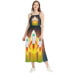 Rocket Take Off Missiles Cosmos Boho Sleeveless Summer Dress by Sarkoni