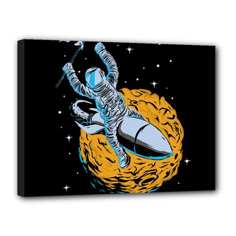 Astronaut Planet Space Science Canvas 16  X 12  (stretched) by Sarkoni