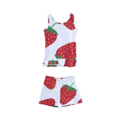 Seamless Pattern Fresh Strawberry Kids  Boyleg Swimsuit by Sarkoni