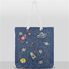 Cat Cosmos Cosmonaut Rocket Full Print Rope Handle Tote (large) by Grandong