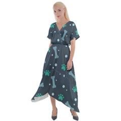 Bons Foot Prints Pattern Background Cross Front Sharkbite Hem Maxi Dress by Grandong