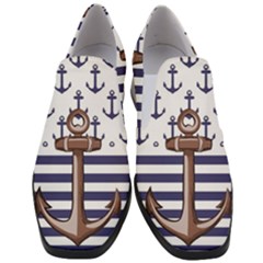 Anchor Background Design Women Slip On Heel Loafers by Apen