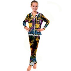 Xtreme Skateboard Graffiti Kids  Satin Long Sleeve Pajamas Set by Sarkoni