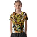 Cowboy Skeleton With Gun Illustration Kids  Frill Chiffon Blouse View1