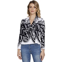 Hip Hop Music Drawing Art Graffiti Women s Long Sleeve Revers Collar Cropped Jacket by Sarkoni