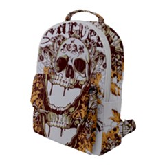 Harvest Of Fear Logo Illustration Skull Pistol Flap Pocket Backpack (large) by Sarkoni