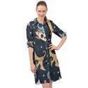 Space Theme Art Pattern Design Wallpaper Long Sleeve Mini Shirt Dress View1