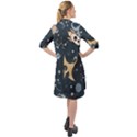 Space Theme Art Pattern Design Wallpaper Long Sleeve Mini Shirt Dress View2