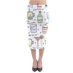 Drinks Cocktails Doodles Coffee Midi Pencil Skirt by Apen