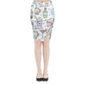 Drinks Cocktails Doodles Coffee Midi Wrap Pencil Skirt View1