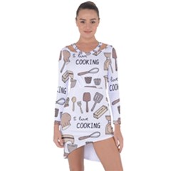 I Love Cooking Baking Utensils Knife Asymmetric Cut-out Shift Dress by Apen