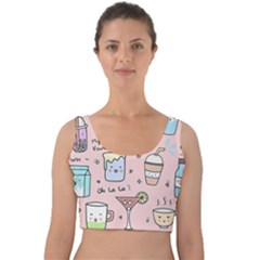 Drink Cocktail Doodle Coffee Velvet Crop Top by Apen