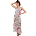 Drink Cocktail Doodle Coffee V-Neck Chiffon Maxi Dress View1