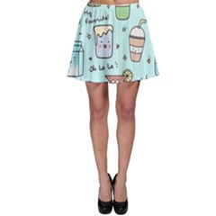 Drinks Cocktails Doodle Coffee Skater Skirt by Apen