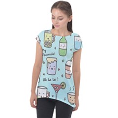 Drinks Cocktails Doodle Coffee Cap Sleeve High Low Top by Apen