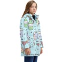 Drinks Cocktails Doodle Coffee Kids  Hooded Longline Puffer Jacket View2