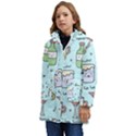 Drinks Cocktails Doodle Coffee Kids  Hooded Longline Puffer Jacket View3