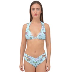 Drinks Cocktails Doodle Coffee Double Strap Halter Bikini Set by Apen