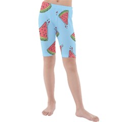 Watermelon Fruit Pattern Tropical Kids  Mid Length Swim Shorts by Apen