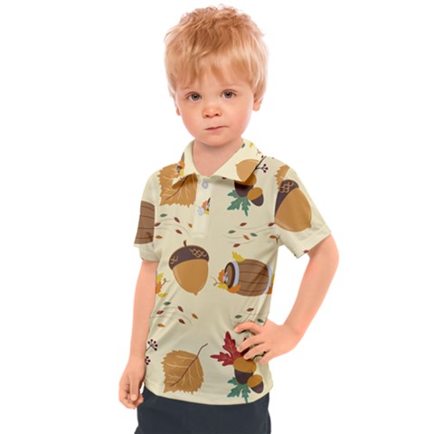 Leaves Foliage Acorns Barrel Kids  Polo T-shirt by Apen