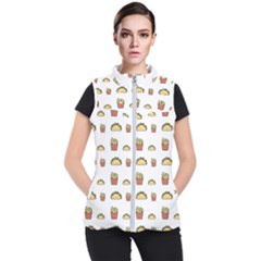 Fries Taco Pattern Fast Food Women s Puffer Vest by Apen