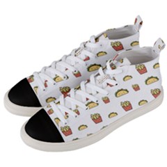 Fries Taco Pattern Fast Food Men s Mid-top Canvas Sneakers by Apen