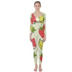 Fruits Pattern Background Food Long Sleeve Catsuit by Apen