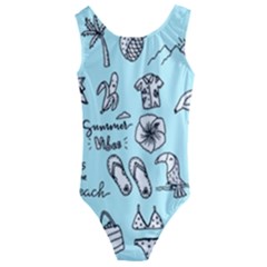 June Doodle Tropical Beach Sand Kids  Cut-out Back One Piece Swimsuit by Apen