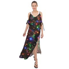 Christmas Lights Maxi Chiffon Cover Up Dress by Apen